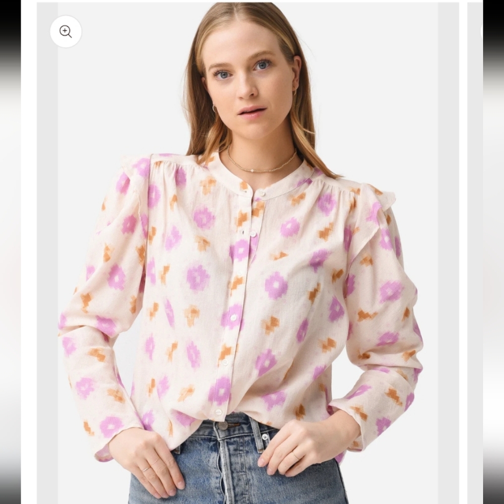 Xirena Lottie Ikat Cotton Button-Front Shirt